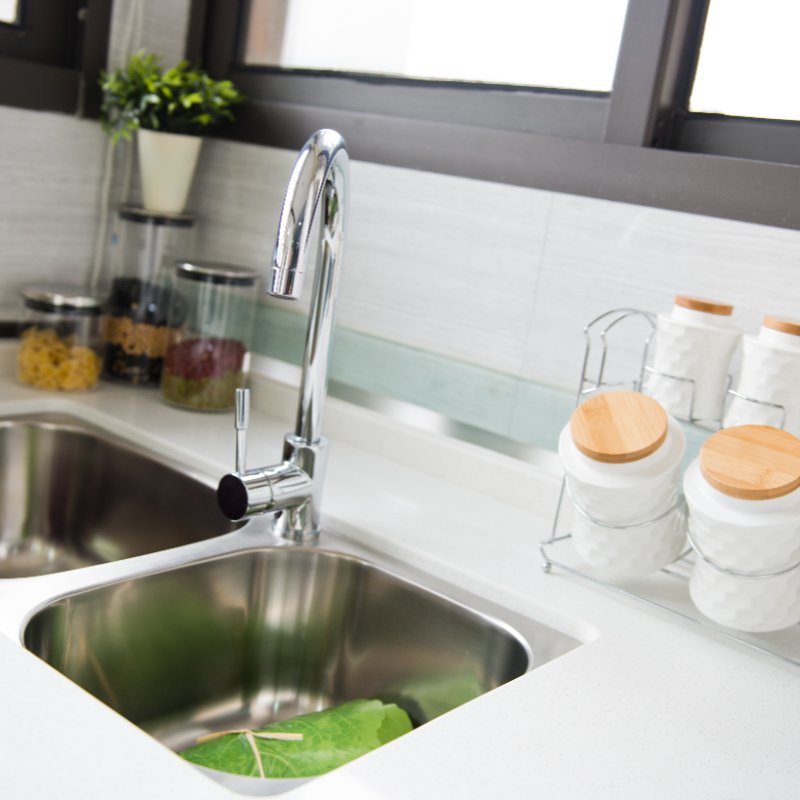 stainless steel kitchen sink and faucet